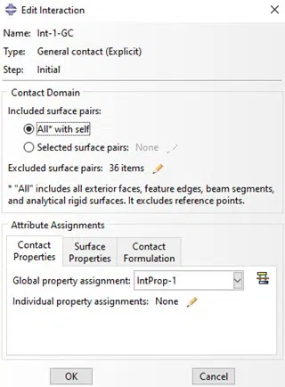general contact definition in Abaqus/CAE